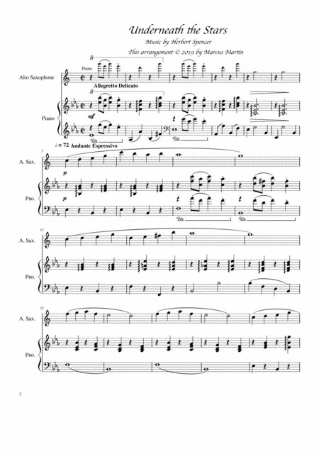 Underneath The Stars For Alto Sax And Piano Page 2