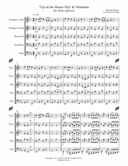 Up On The House Top Variations For Brass Quintet Page 2