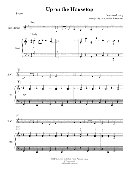 Up On The Housetop For Easy Bass Clarinet Piano Page 2