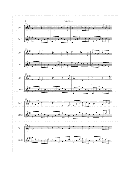 Va Pensiero From Nabucco By Giuseppe Verdi 1813 1901 Arranged For Guitar Duo By Sergio Vettore Page 2