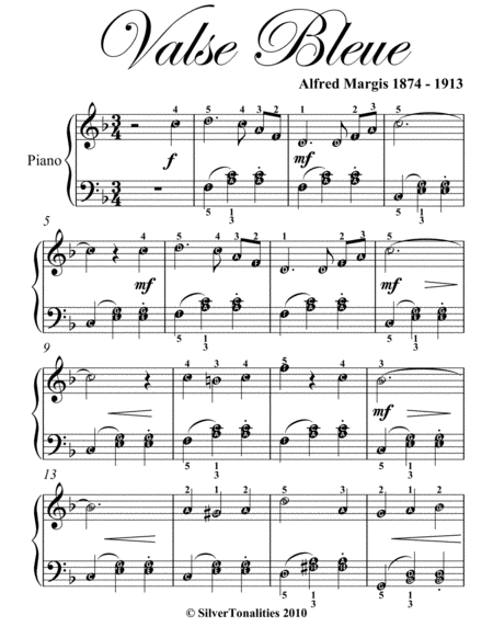 Valse Bleue Easy Piano Sheet Music Page 2