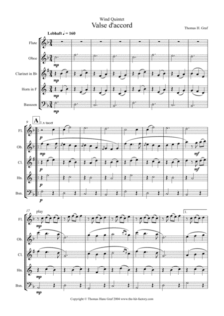 Valse Daccord Romantic Waltz Wind Quintet Page 2