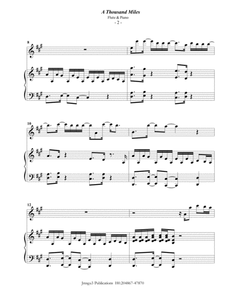 Vanessa Carlton A Thousand Miles For Flute Piano Page 2