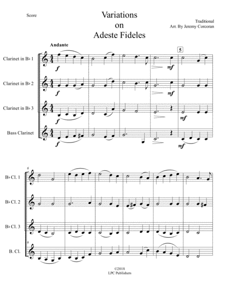 Variations On Adeste Fideles For Clarinet Quartet Page 2