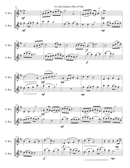 Variations On As With Gladness Men Of Old Treuer Heiland Wir Sind Da For Soprano And Alto Recorder Page 2