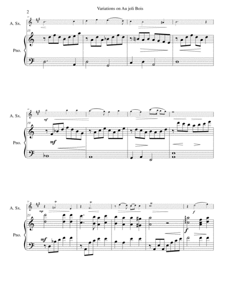 Variations On Au Joli Bois For Alto Saxophone And Piano Page 2