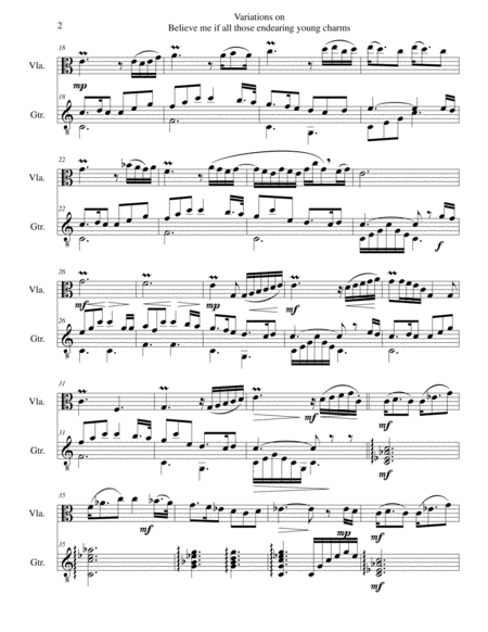 Variations On Believe Me If All Those Endearing Young Charms For Viola And Guitar Page 2