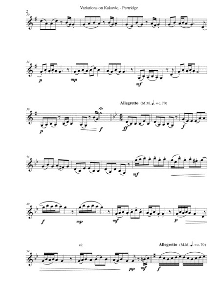 Variations On Kakaviq Partridge For Clarinet Solo Page 2