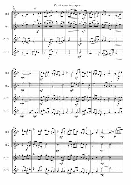 Variations On Kelvingrove Also Known As The Summons Or Will You Come And Follow Me For Flute Quartet Page 2