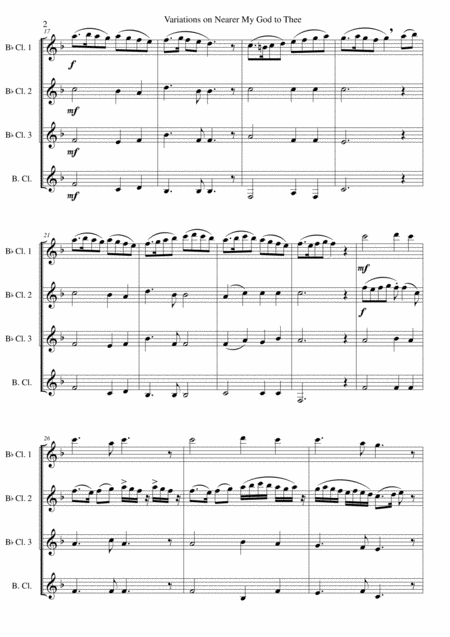 Variations On Nearer My God To Thee Bethany For Clarinet Quartet 3 Clarinets And 1 Bass Page 2