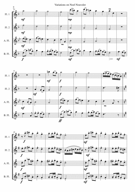 Variations On Noel Nouvelet For Flute Quartet Page 2