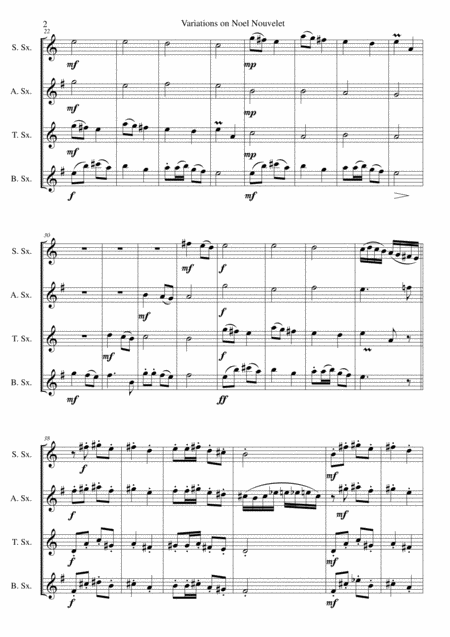 Variations On Noel Nouvelet For Saxophone Quartet Page 2