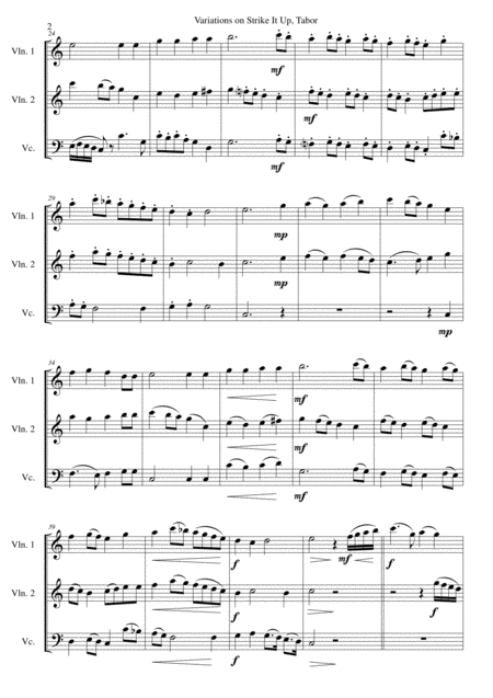 Variations On Strike It Up Tabor For 2 Violins And Cello Page 2