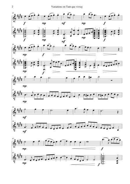 Variations On Tant Que Vivray For Flute And Guitar Page 2