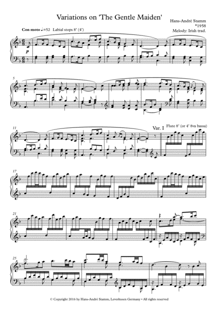 Variations On The Gentle Maiden Irish Folksong For Organ Page 2