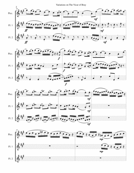 Variations On The Vicar Of Bray For Flute Trio Piccolo And 2 Flutes Page 2