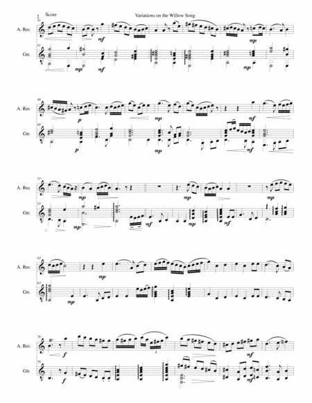 Variations On The Willow Song For Alto Recorder And Guitar Page 2