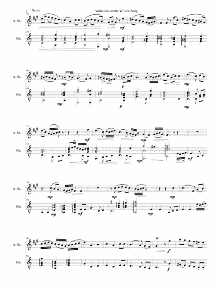 Variations On The Willow Song For Alto Saxophone And Guitar Page 2