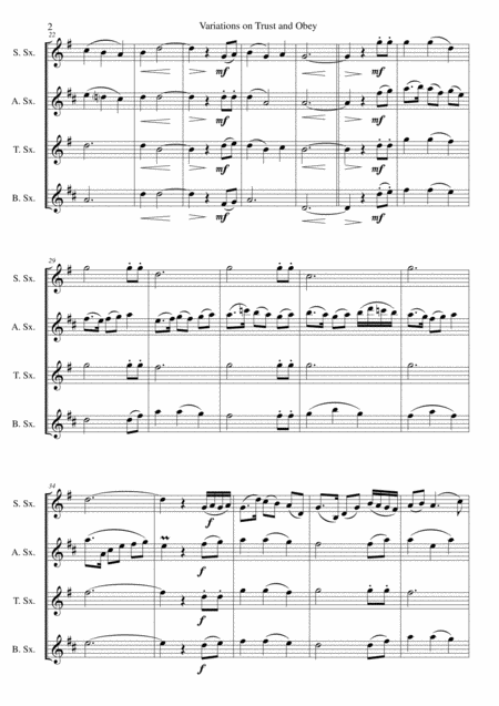 Variations On Trust And Obey For Saxophone Quartet Page 2