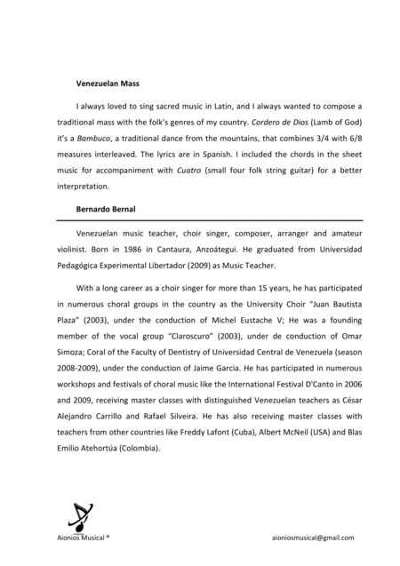 Venezuela Mass V Cordero De Dios Satb With Cuatro Accompaniment Page 2