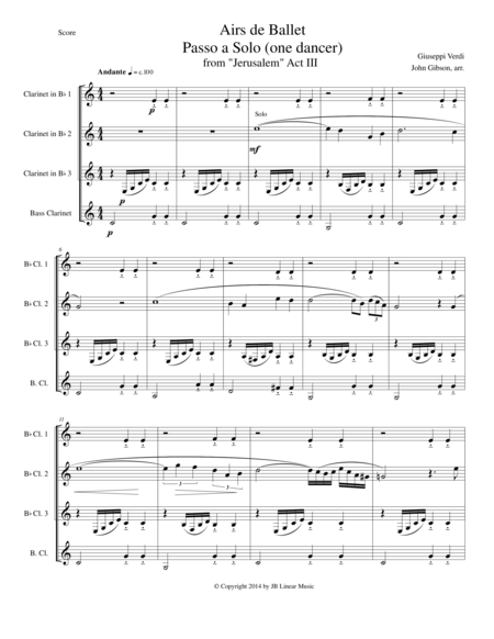 Verdi Ballet Music For Clarinet Quartet Jerusalem Act Iii Passo A Solo Page 2