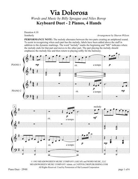 Via Dolorosa 2 Pianos 4 Hands Duet Page 2