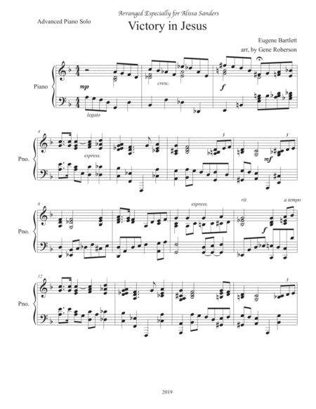 Victory In Jesus Concert Piano Solo Advanced Page 2