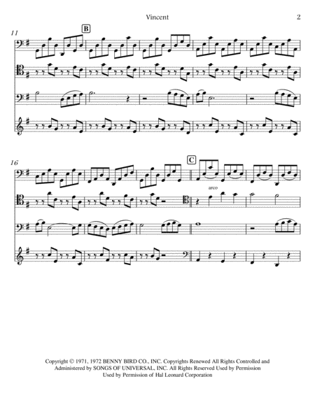 Vincent Starry Starry Night For Cello Quartet Page 2