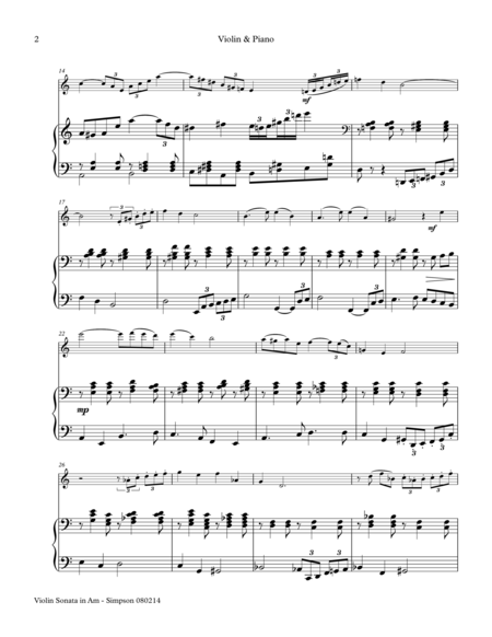 Violin Sonata In A Minor Piano Score Violin Part Page 2