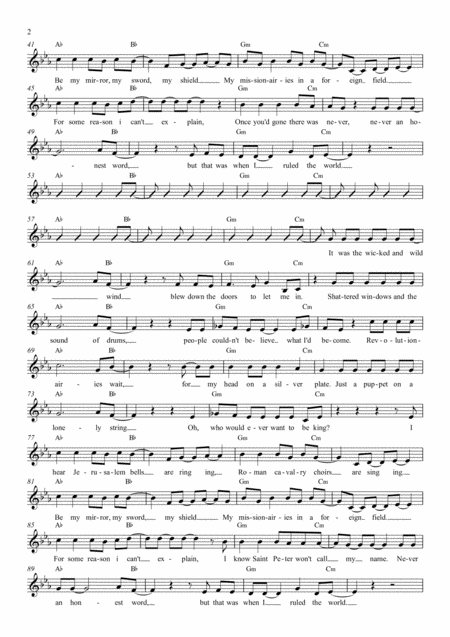 Viva La Vida Vocal Lead Sheet Page 2