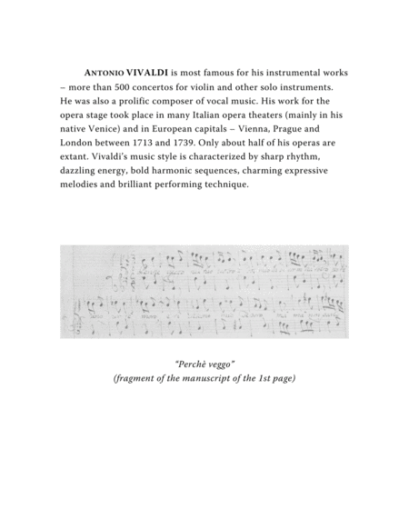 Vivaldi Antonio Perch Veggo Aria From The Opera Arsilda Regina Di Ponto Arranged For Voice And Piano G Major Page 2