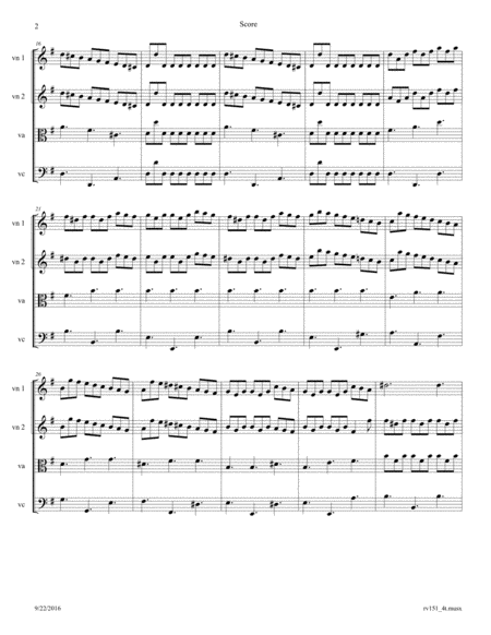 Vivaldi Concerto For Strings In G Rv 151 Alla Rustica Arr For String Quartet Page 2