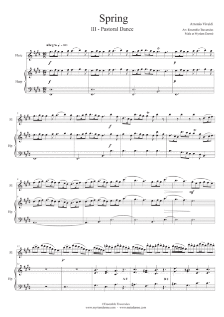 Vivaldi Spring The Four Seasons For Flute And Harp Duet Page 2