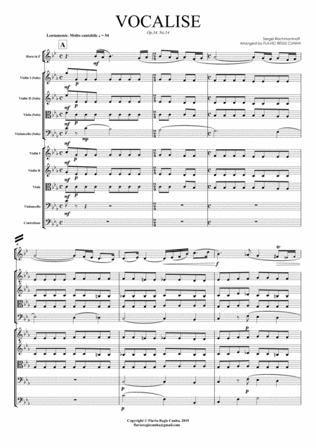 Vocalise For Horn Solo And String Orchestra Page 2