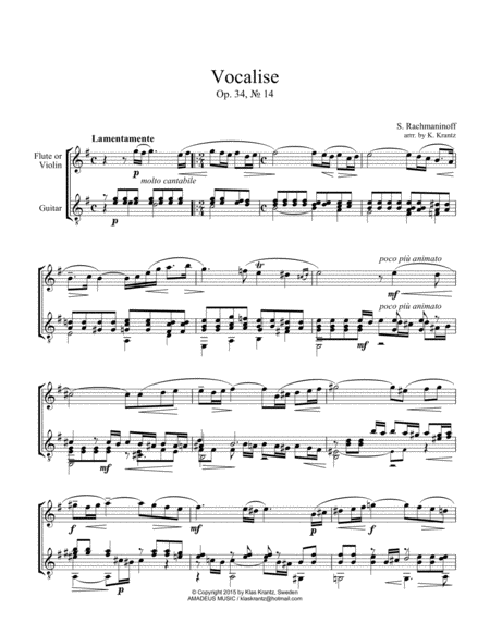 Vocalise Op 34 For Flute Or Violin And Guitar Page 2