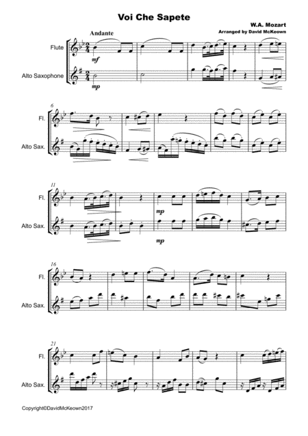 Voi Che Sapete W A Mozart Duet For Flute And Alto Saxophone Page 2