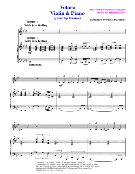 Volare For Violin And Piano Video Page 2
