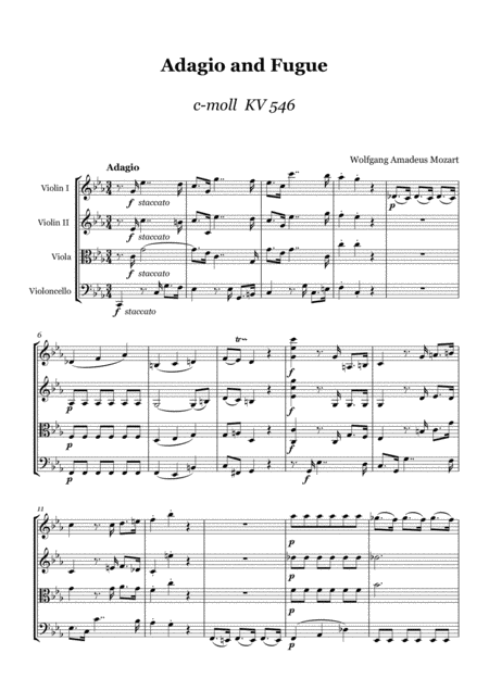 W A Mozart Adagio And Fugue C Moll Kv 546 For Strings Score And Parts Page 2