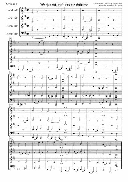 Wachet Auf Ruft Uns Die Stimme Fr Horn Quartett Page 2