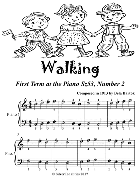 Walking First Term At The Piano Sz53 Number 2 Easiest Piano Sheet Music Page 2