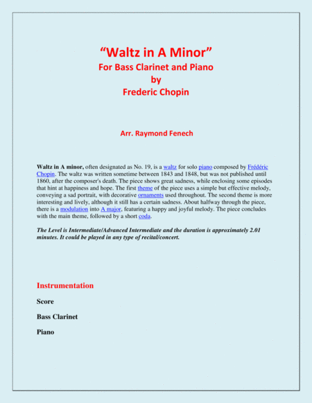 Waltz In A Minor Chopin Bass Clarinet And Piano Chamber Music Page 2