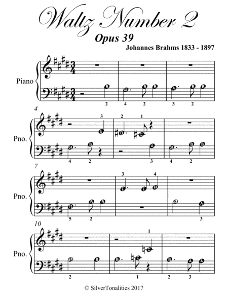 Waltz Number 2 Opus 39 Beginner Piano Sheet Music Page 2