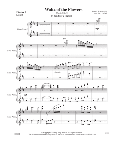 Waltz Of The Flowers Tchaikovsky 4 Hands Piano Levels 5 And 4 Christmas Page 2