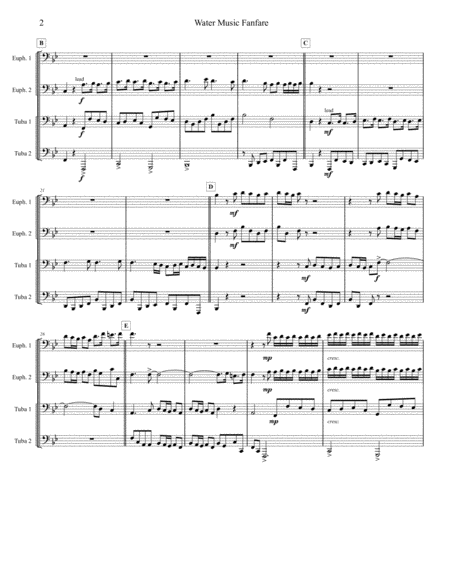 Water Music Fanfare Tuba Euphonium Quartet Page 2