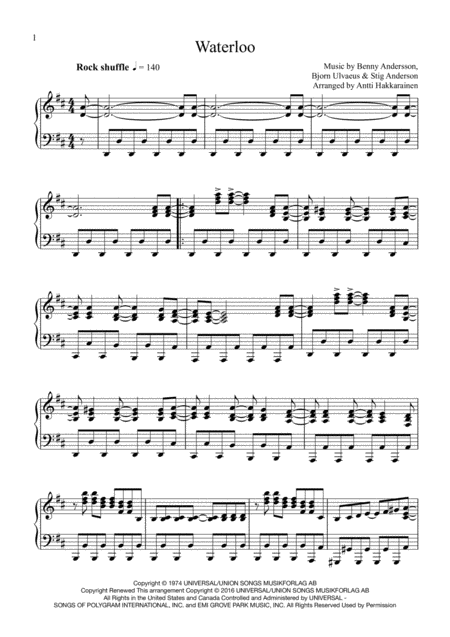 Waterloo Abba Piano Page 2