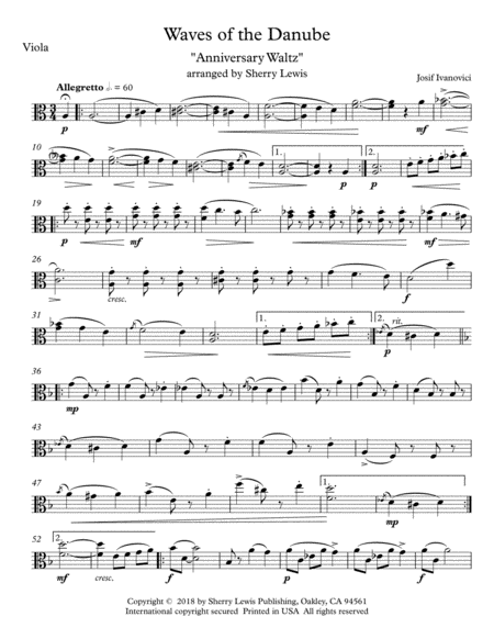 Waves Of The Danube Anniversary Waltz For Solo Viola Page 2