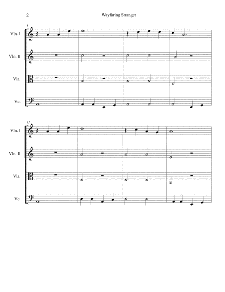 Wayfaring Stranger For String Quartet Page 2