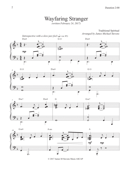 Wayfaring Stranger Slow Jazz Piano Page 2