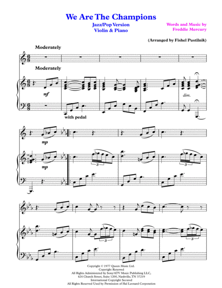 We Are The Champions For Violin And Piano Page 2