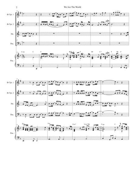 We Are The World For Brass Quartet And Piano Page 2